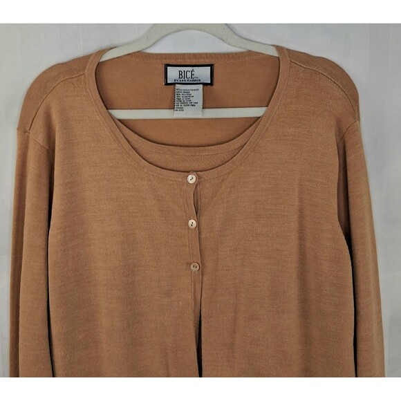 Bice Sweater Set Silk Blend Camel Colored Size L - Picture 3 of 10